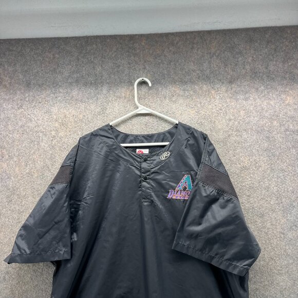 Diamondbacks Pullover Jacket Men Large Black Nylon Button Windbreaker Rawlings - Picture 7 of 10